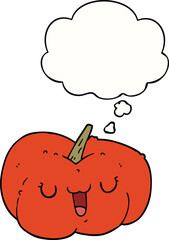 cartoon pumpkin and thought bubble