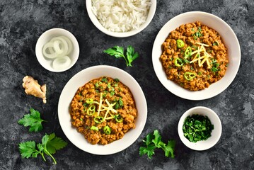 Keema curry in bowls