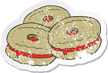 retro distressed sticker of a cartoon biscuits