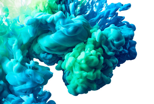 Flowing cyan blue and emerald green mix paint abstract background