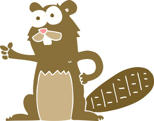 flat color illustration of a cartoon beaver © lineartestpilot