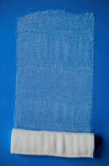 White clean bandage on a blue background