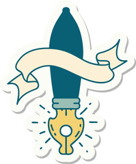 sticker of tattoo style fountain pen