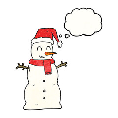thought bubble textured cartoon snowman