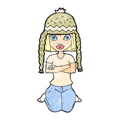 cartoon woman wearing hat
