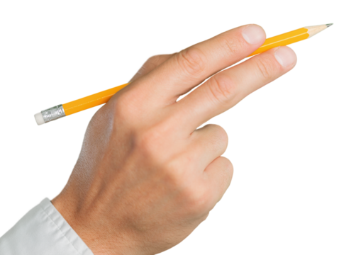 Male Hand Holding Pencil Isolated