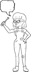 speech bubble cartoon female mechanic