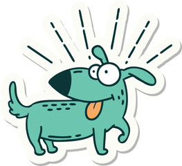 sticker of tattoo style happy dog