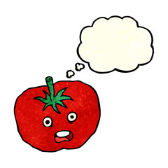 cartoon tomato with thought bubble