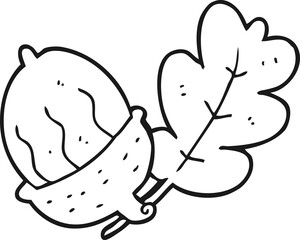 black and white cartoon acorn