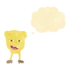 cartoon rotten tooth character with thought bubble
