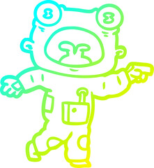 cold gradient line drawing cartoon weird alien communicating