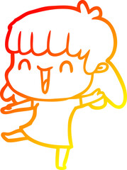 warm gradient line drawing cartoon woman