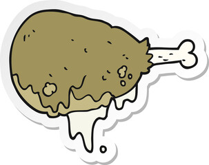 sticker of a cartoon cooked chicken leg