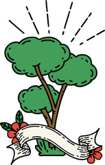banner with tattoo style tree