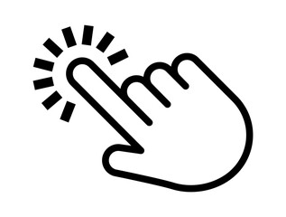 Click cursor set. Computer pointer hand and arrow icon. Press pick action element. Vector web interface elements.