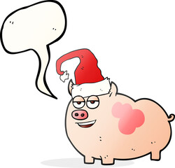 speech bubble cartoon christmas pig
