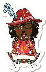 human bard character with natural 20 dice roll illustration