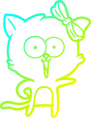 cold gradient line drawing cartoon cat