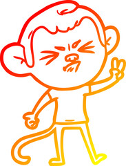 warm gradient line drawing cartoon angry monkey