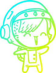 cold gradient line drawing happy cartoon space girl