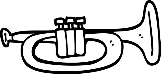 black and white cartoon trumpet © lineartestpilot