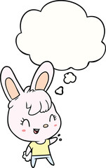 cartoon rabbit and thought bubble