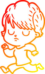 warm gradient line drawing cartoon woman