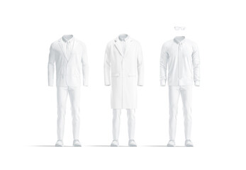 Blank white business clothing with jacket and shirt mockup, isolated