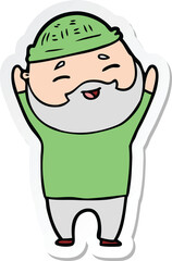 sticker of a cartoon happy bearded man