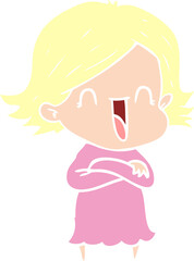 flat color style cartoon happy woman
