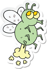 sticker of a quirky hand drawn cartoon fly
