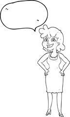 speech bubble cartoon happy woman wearing dress