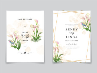 aesthetic wedding invitation card floral watercolor