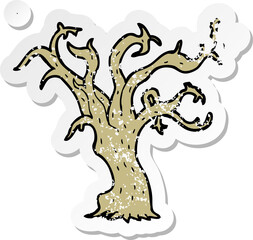 retro distressed sticker of a cartoon winter tree