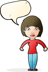 cartoon surprised woman with speech bubble