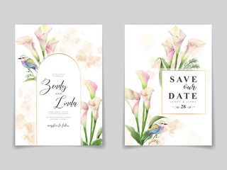 aesthetic wedding invitation card floral watercolor