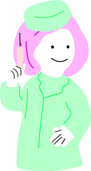 Nurse with pink hair