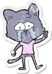distressed sticker of a cartoon cat
