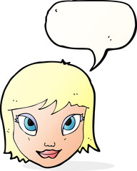 cartoon female face with speech bubble