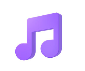 3d purple single music note icon for UI UX web mobile apps social media ads designs