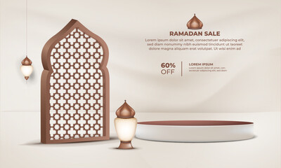 ramadan sale islamic frame pattern with a price tag for 50 off