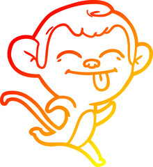 warm gradient line drawing funny cartoon monkey
