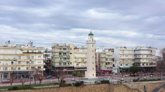 Aerial Drone Video Footage of Alexandroupoli Lighthouse , Greece