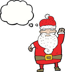 cartoon angry santa claus with thought bubble