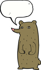 funny cartoon bear with speech bubble