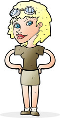 cartoon retro pilot woman