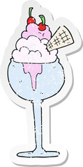 retro distressed sticker of a cartoon ice cream