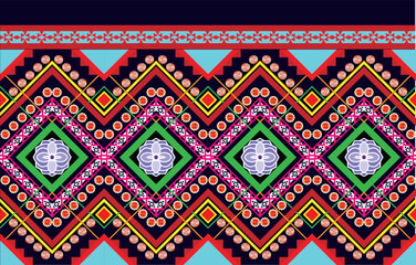 Geometric ethnic pattern seamless flower color oriental. seamless pattern. Design for fabric, curtain, background, carpet, wallpaper, clothing, wrapping, Batik, fabric,Vector illustration. pattern