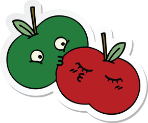 sticker of a cute cartoon juicy apple